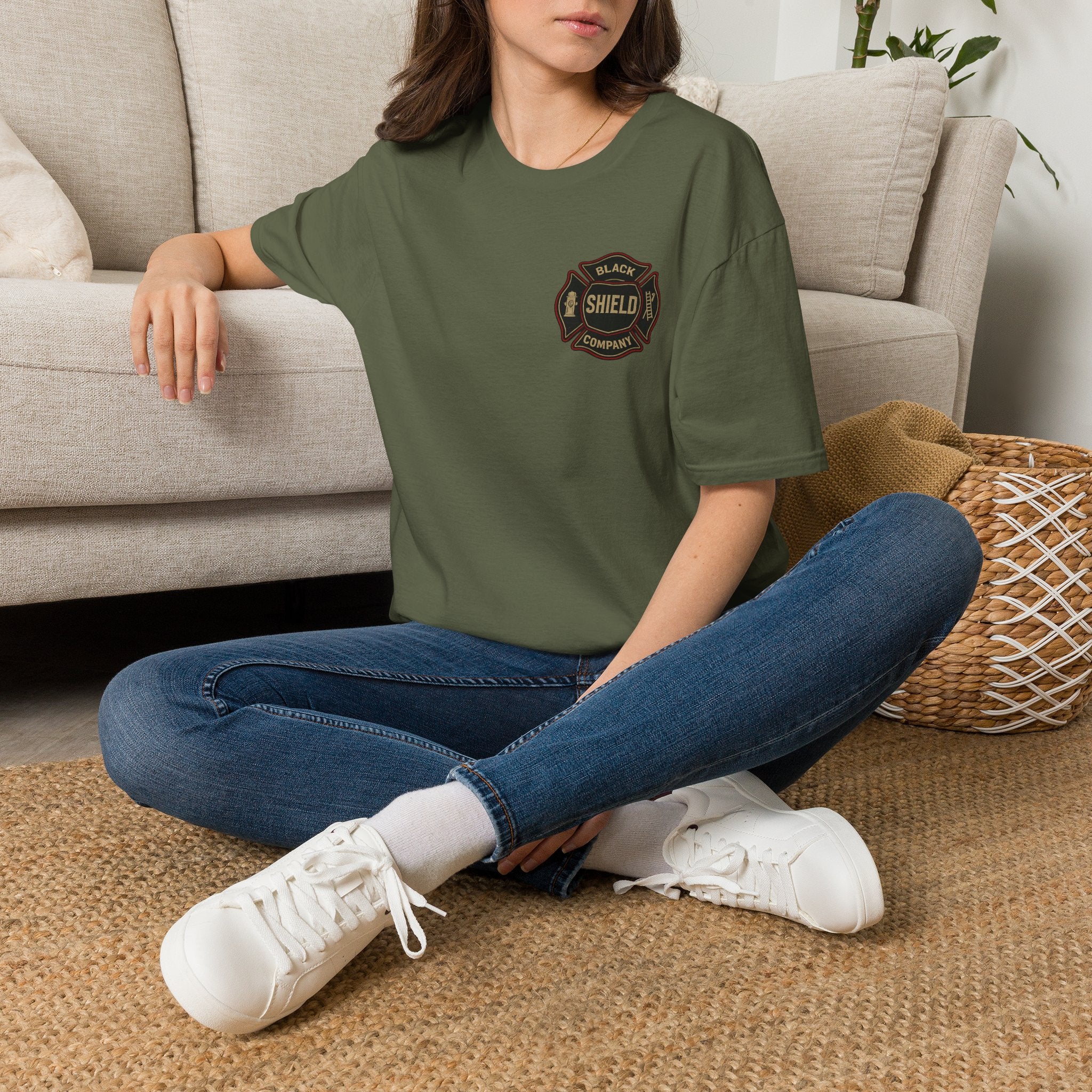 T-Shirt — Black Shield Company Vintage Firefighter Maltese Cross Pocket Tee