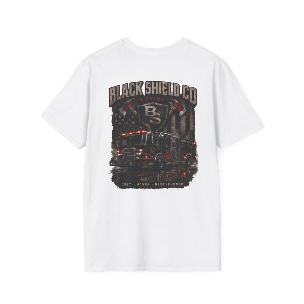 T-Shirt — Black Shield Company Vintage Firefighter Maltese Cross Pocket Tee