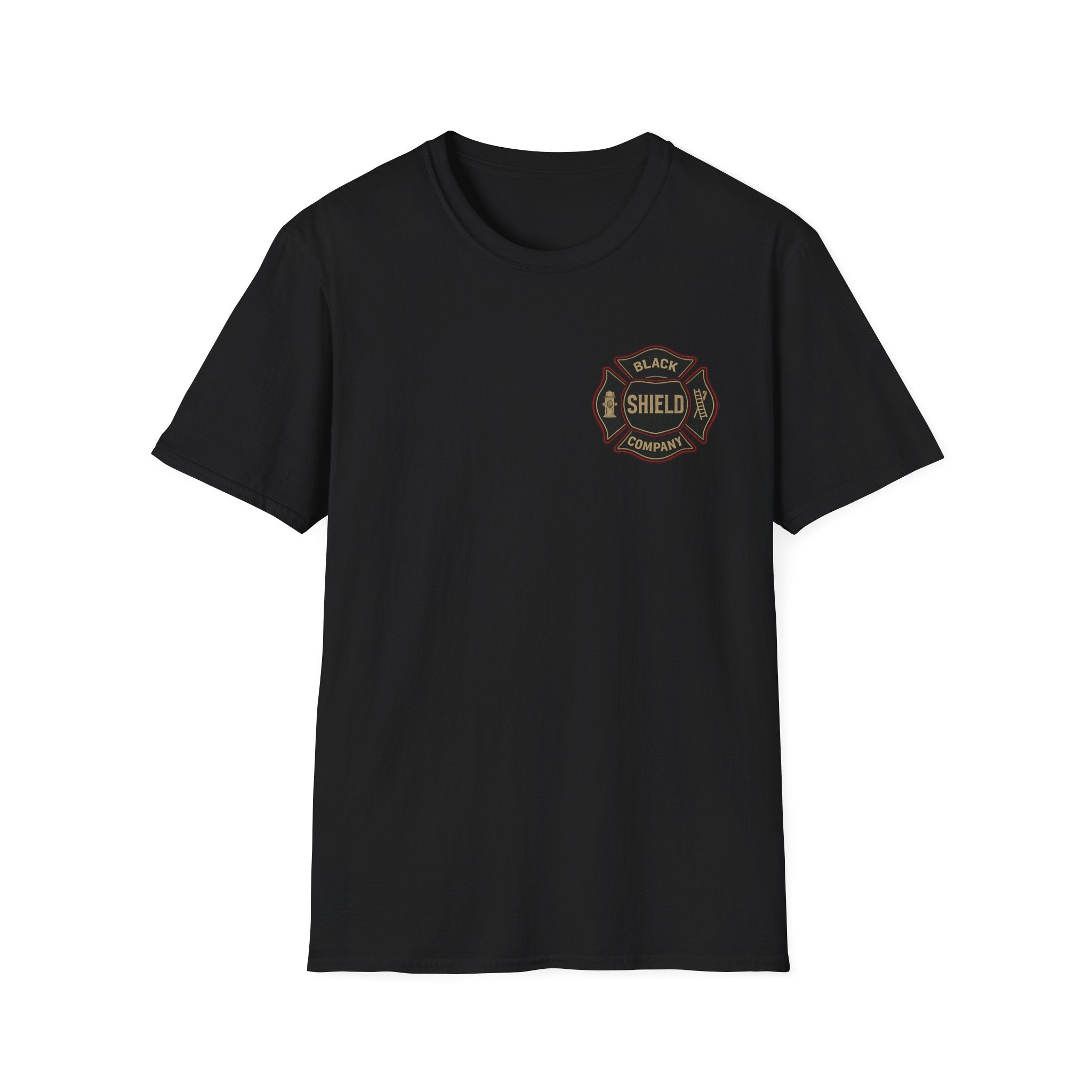 T-Shirt — Black Shield Company Vintage Firefighter Maltese Cross Pocket Tee