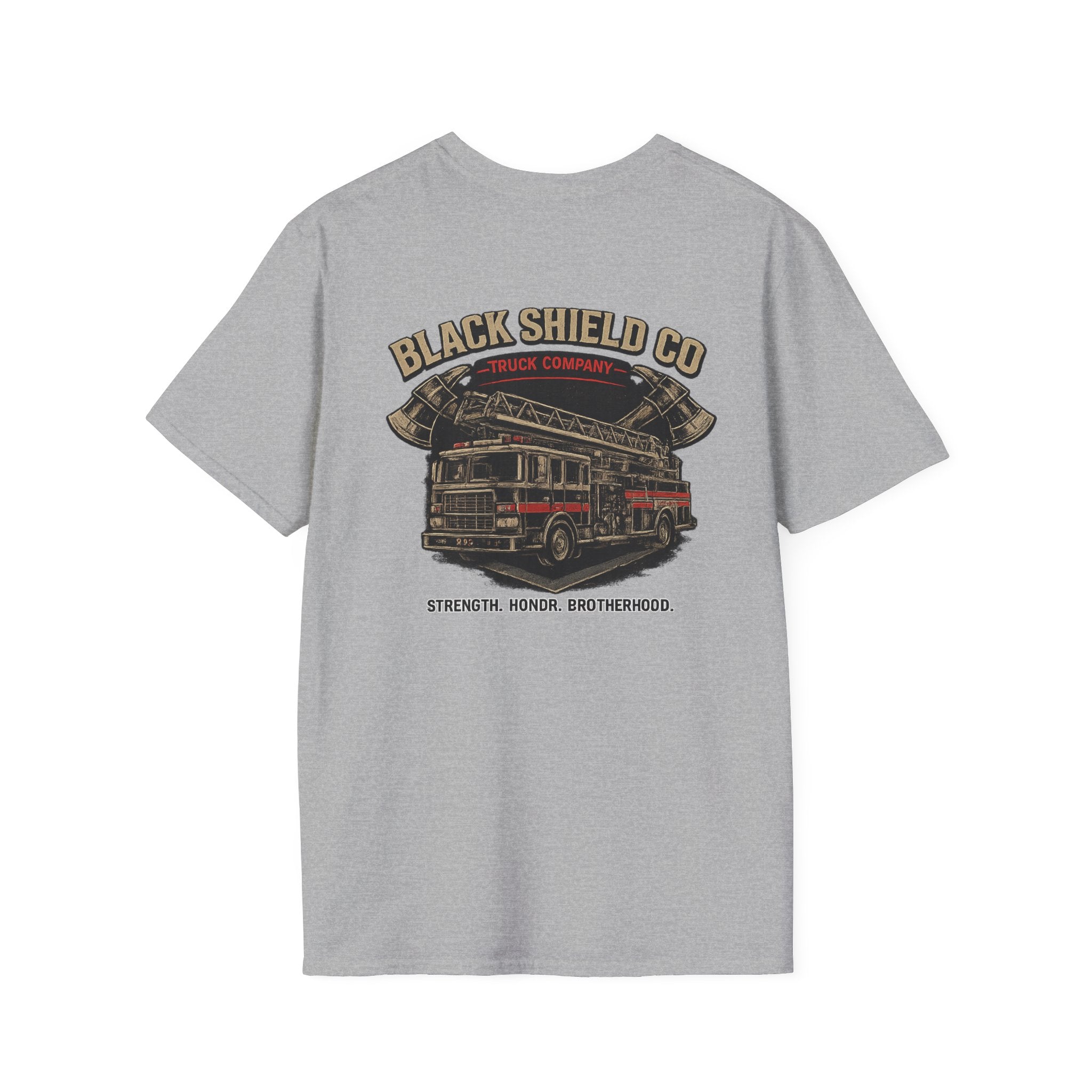 T-Shirt — Black Shield Company Vintage Firefighter Maltese Cross Logo