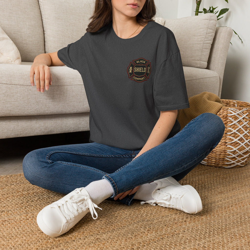 T-Shirt — Black Shield Company Vintage Firefighter Maltese Cross Pocket Tee