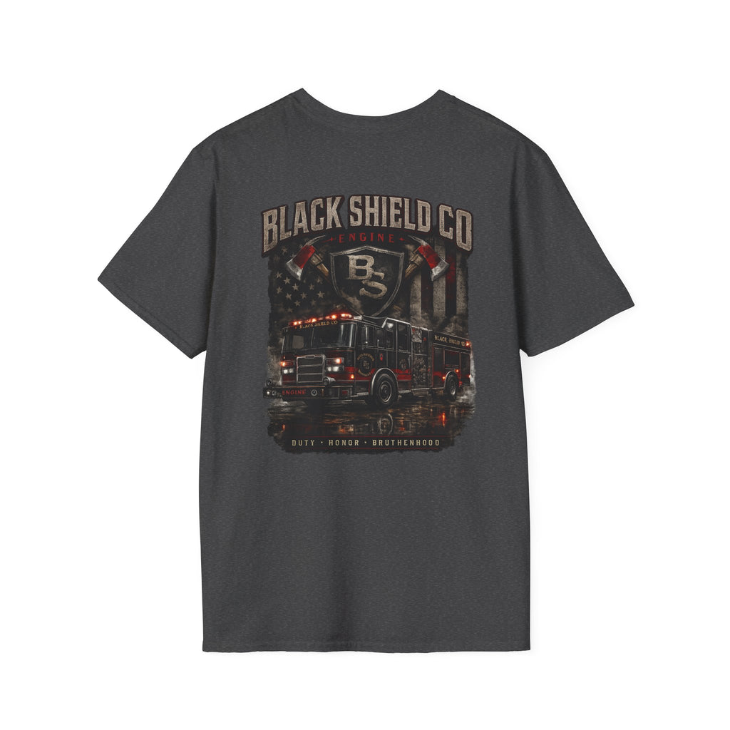 T-Shirt — Black Shield Company Vintage Firefighter Maltese Cross Pocket Tee