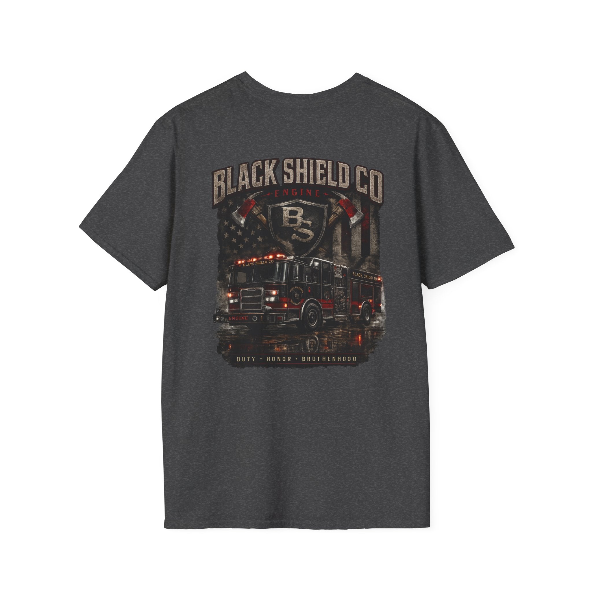 T-Shirt — Black Shield Company Vintage Firefighter Maltese Cross Pocket Tee