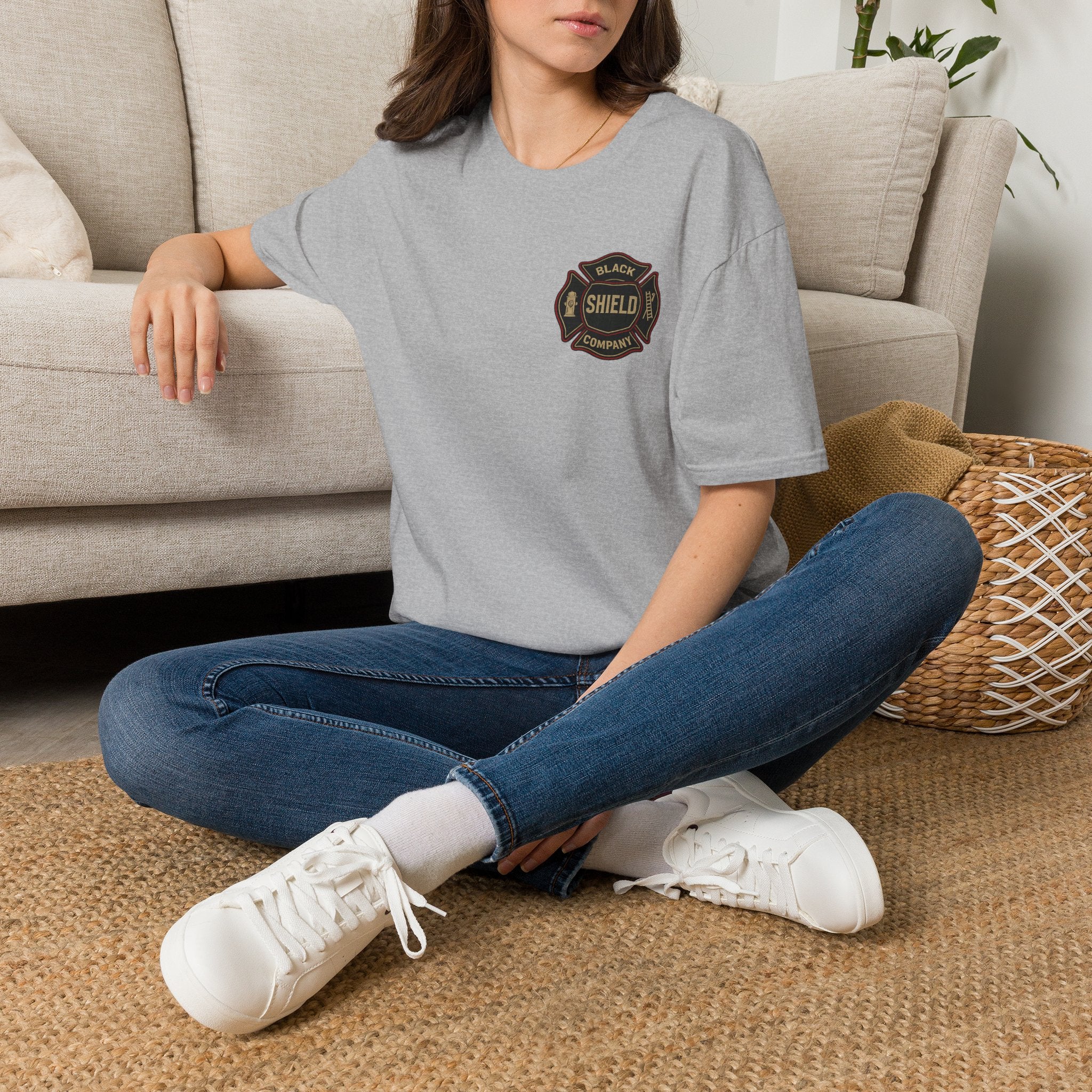 T-Shirt — Black Shield Company Vintage Firefighter Maltese Cross Pocket Tee