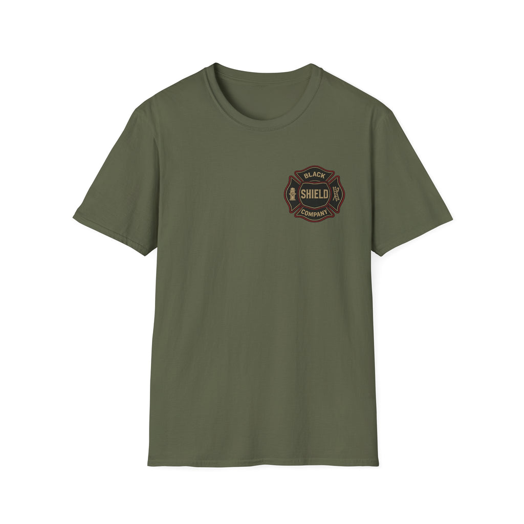T-Shirt — Black Shield Company Vintage Firefighter Maltese Cross Pocket Tee