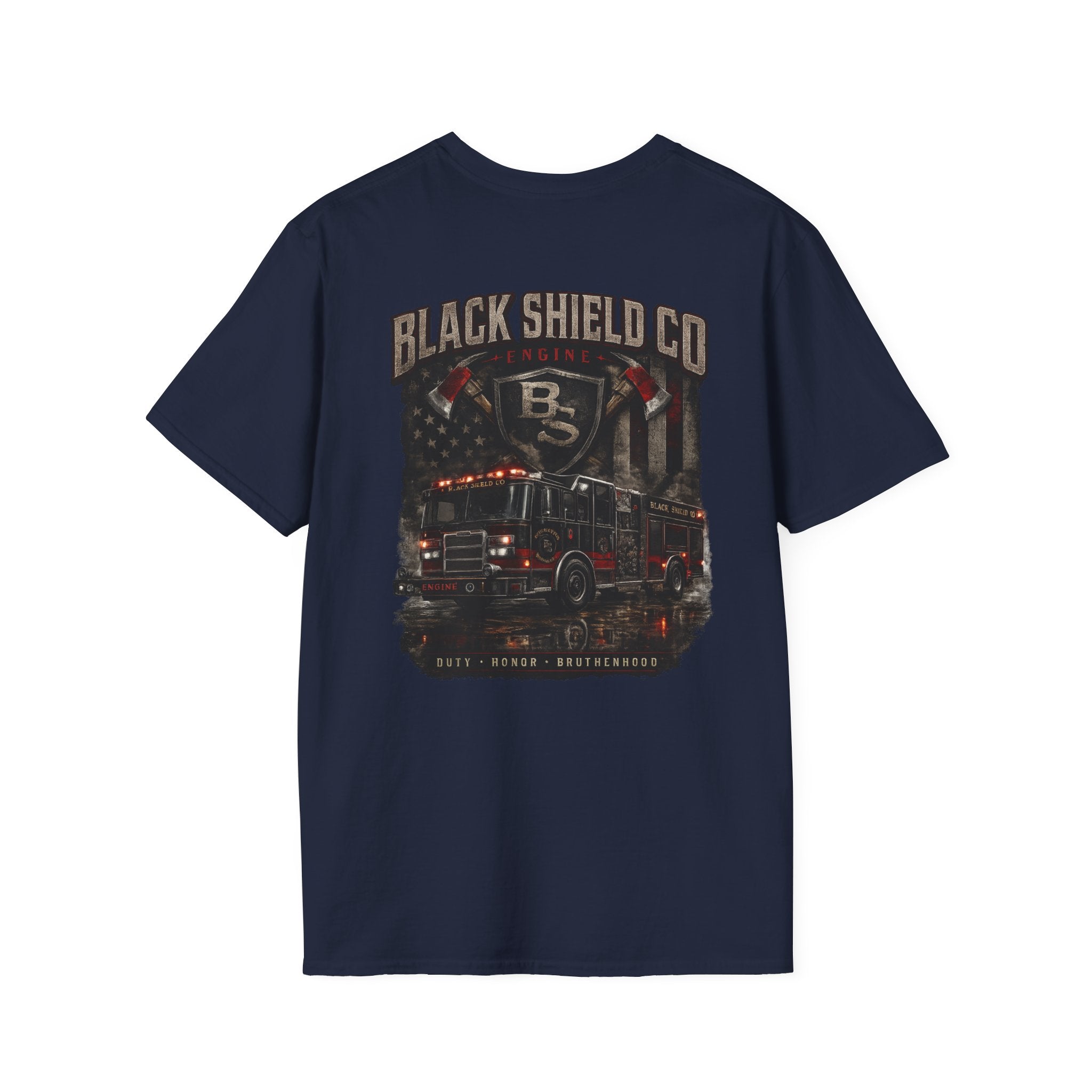 T-Shirt — Black Shield Company Vintage Firefighter Maltese Cross Pocket Tee