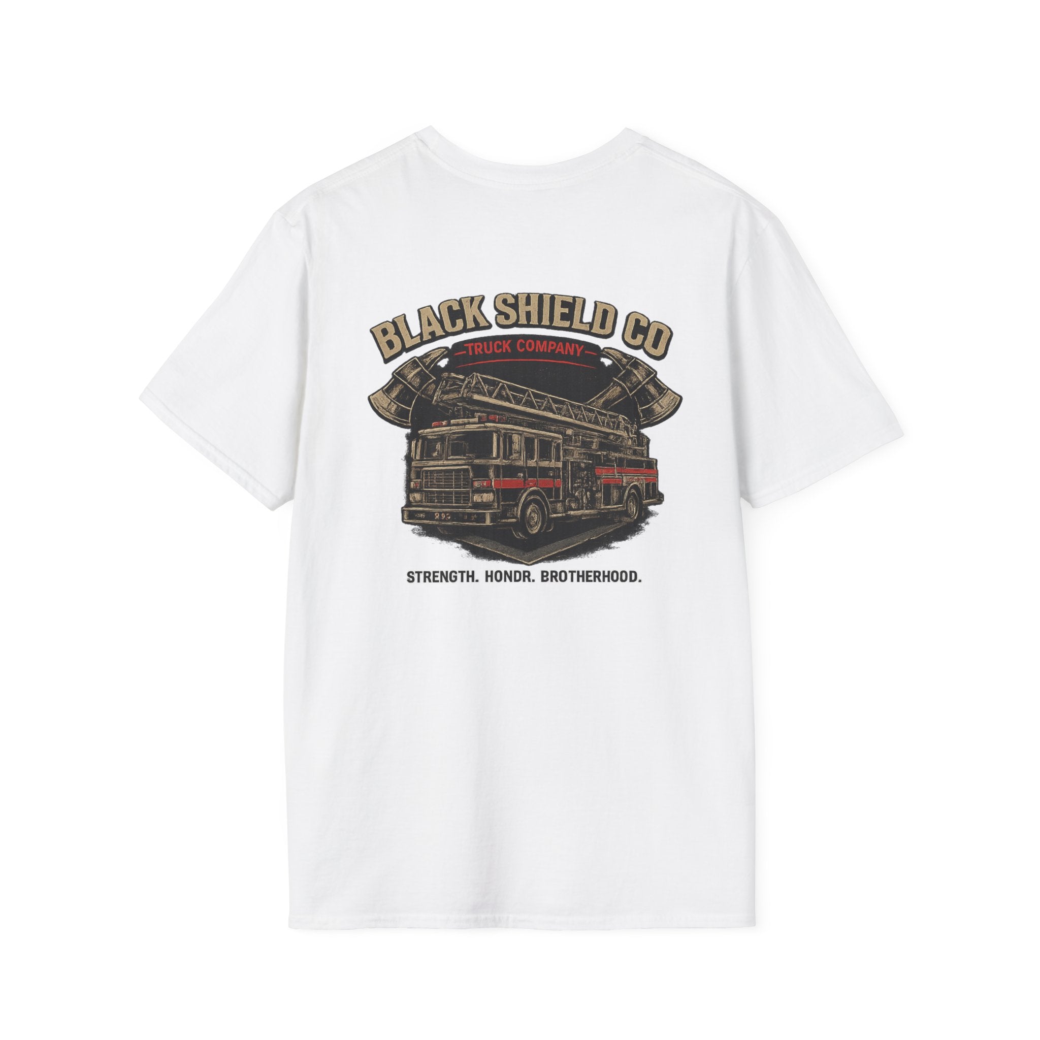 T-Shirt — Black Shield Company Vintage Firefighter Maltese Cross Logo