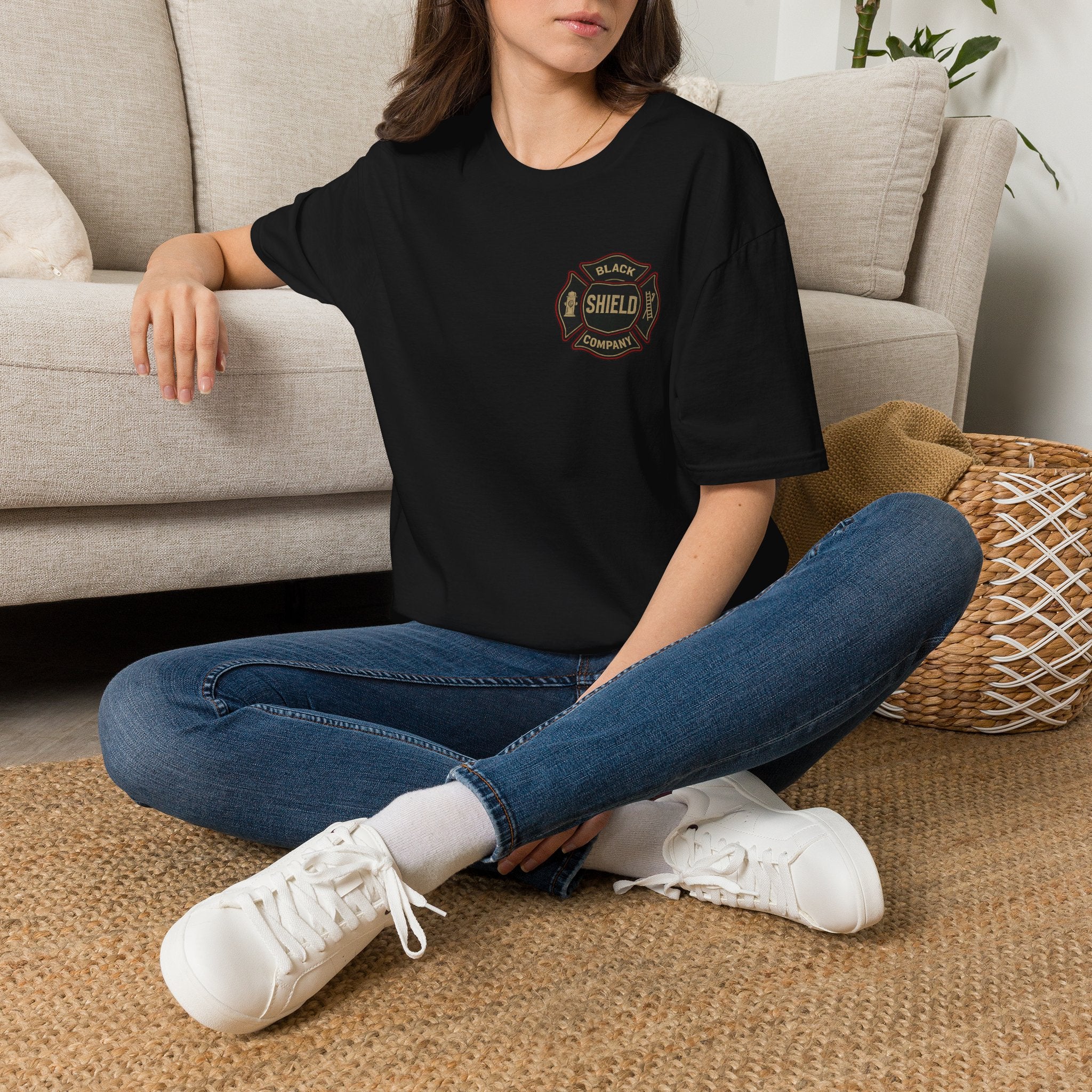 T-Shirt — Black Shield Company Vintage Firefighter Maltese Cross Pocket Tee