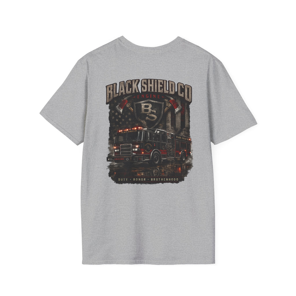 T-Shirt — Black Shield Company Vintage Firefighter Maltese Cross Pocket Tee