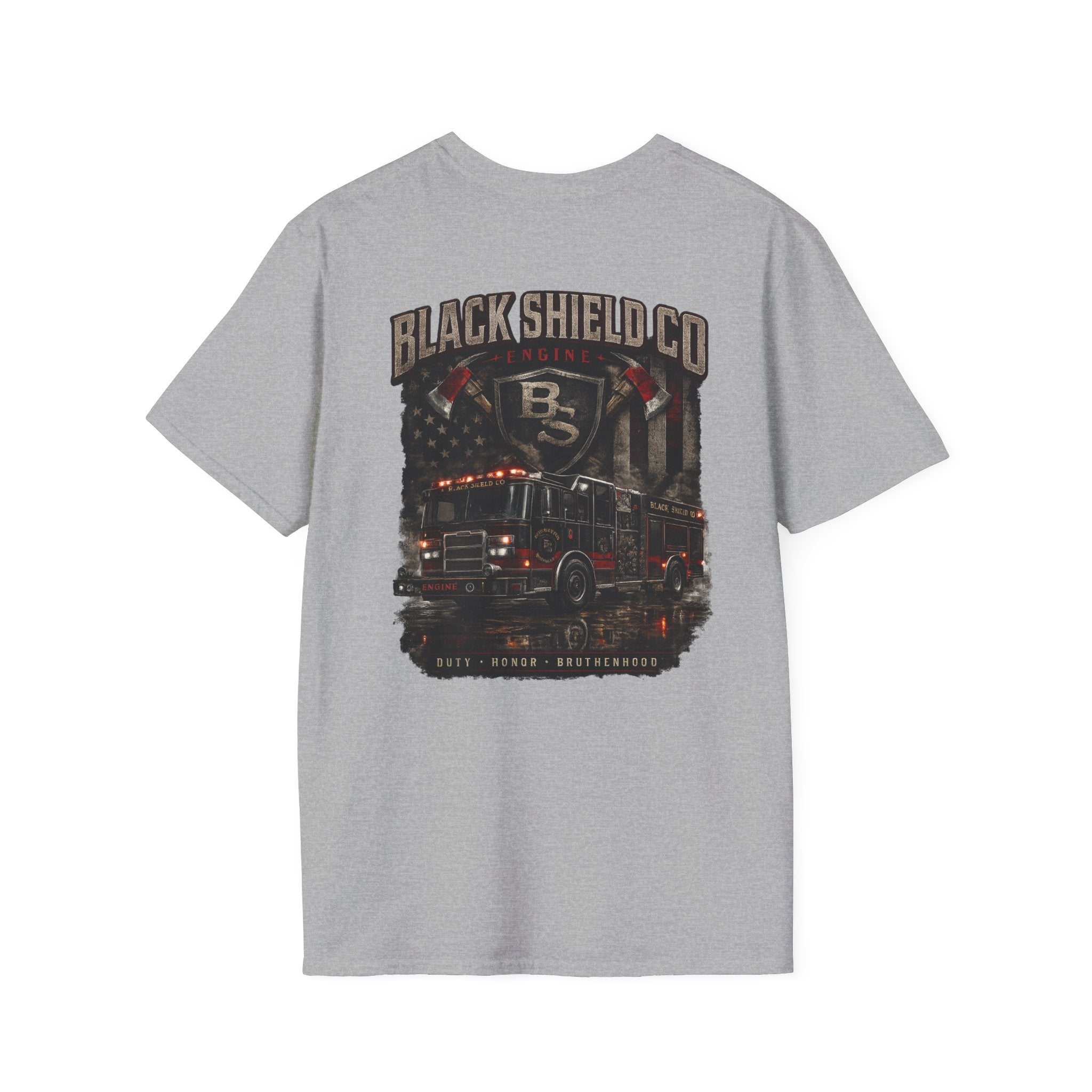 T-Shirt — Black Shield Company Vintage Firefighter Maltese Cross Pocket Tee